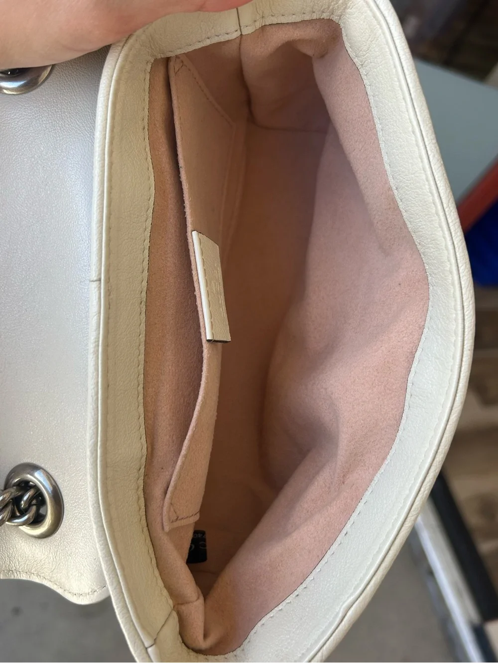 Navy Gucci Marmont Chain Shoulder Bag